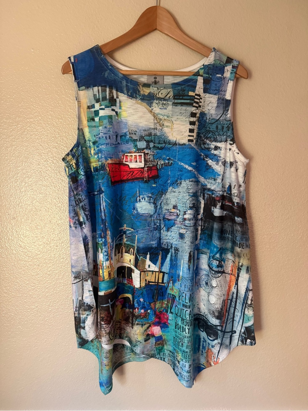 Inoah Abstract Harbor Print Sleeveless Tank Top